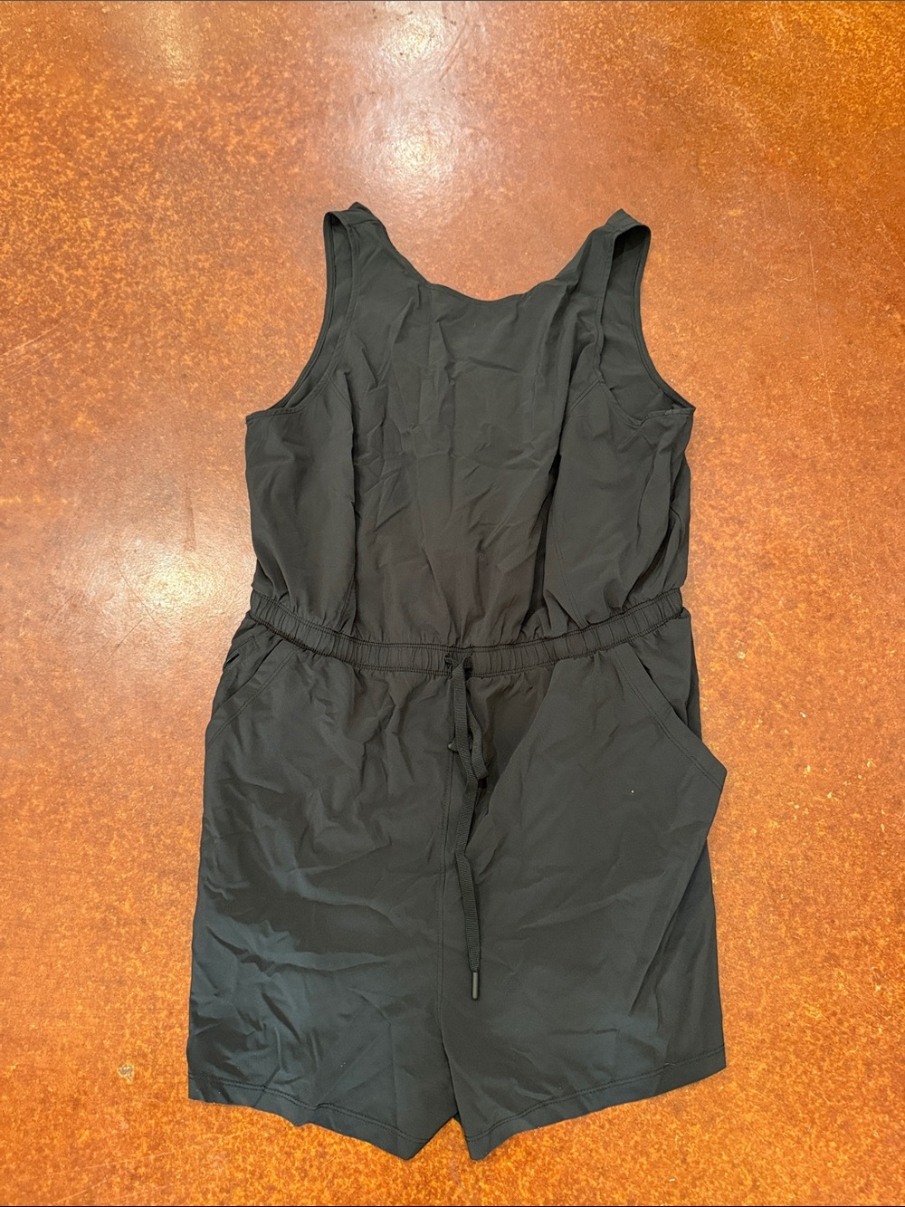 all in motion Black Sleeveless Romper with Drawstring Waist and Pockets